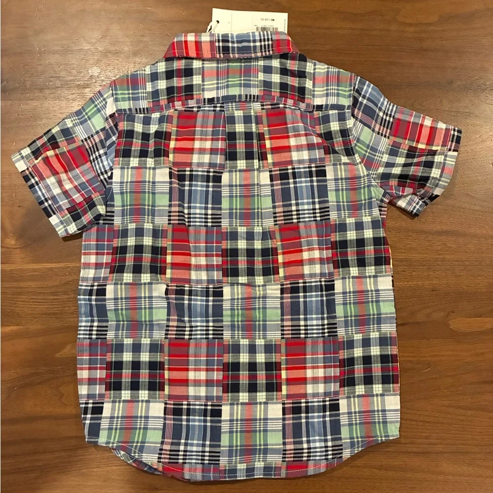 NWT- Janie and Jack Madras Plaid Patchwork  Shirt - Picture 3 of 4